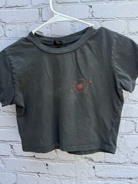Red Sun Moon Celestial Cropped Graphic Tee Size S-P